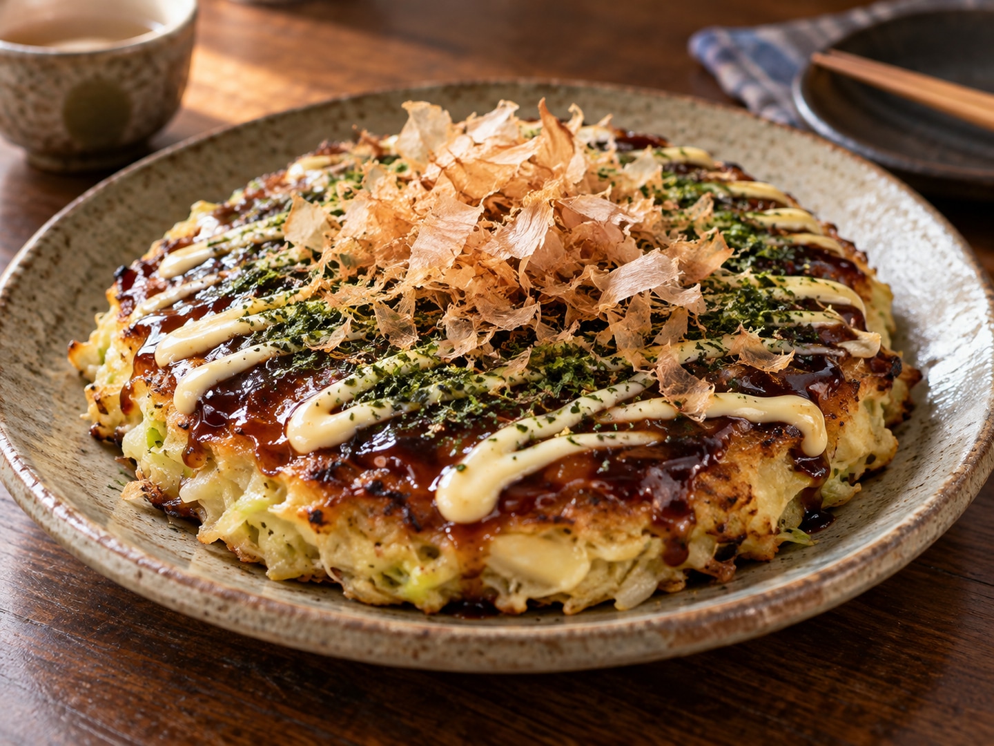 Osaka-style mixed-batter okonomiyaki