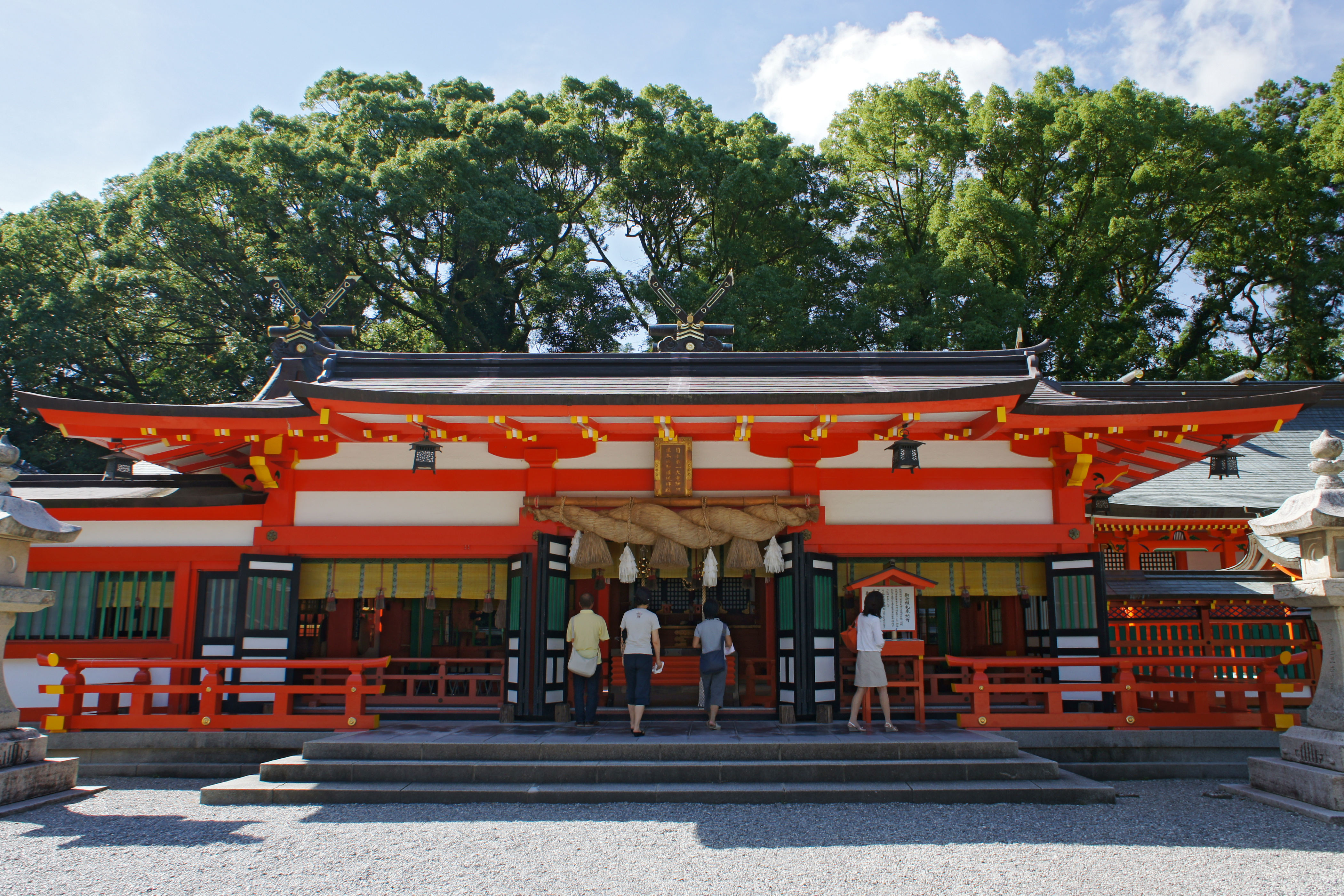 The red worship hall of Kumano Hayatama Taisha
