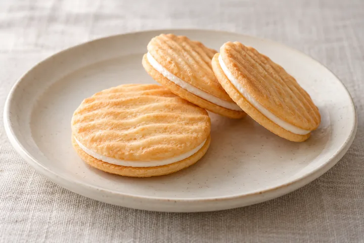 Hình minh họa bánh sandwich gợn sóng kem