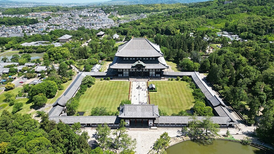 Aerial view of Todaiji and its surroundings in Nara