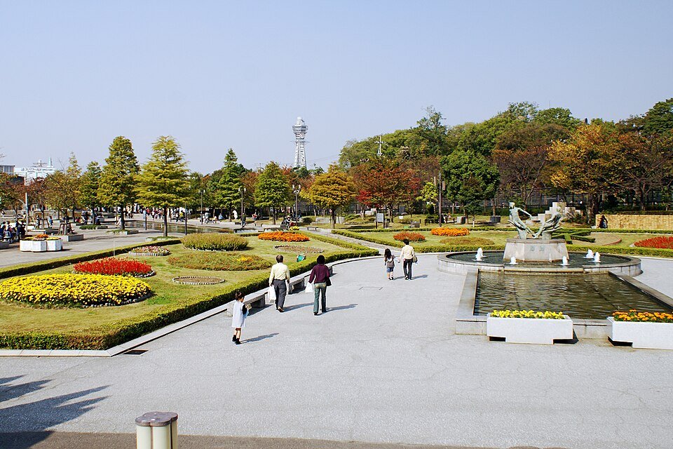 Trees and paths in Tennoji Park in Osaka
