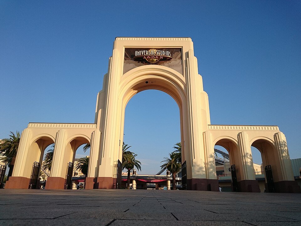 The entrance gates of Universal Studios Japan in 2019